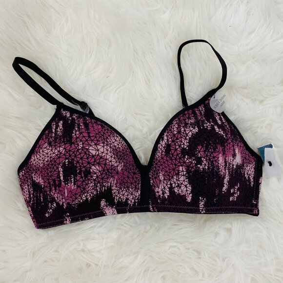 Spyder Intimates Pink & Black Geometric Print Bra With Adjustable Straps & Hook - Picture 1 of 7